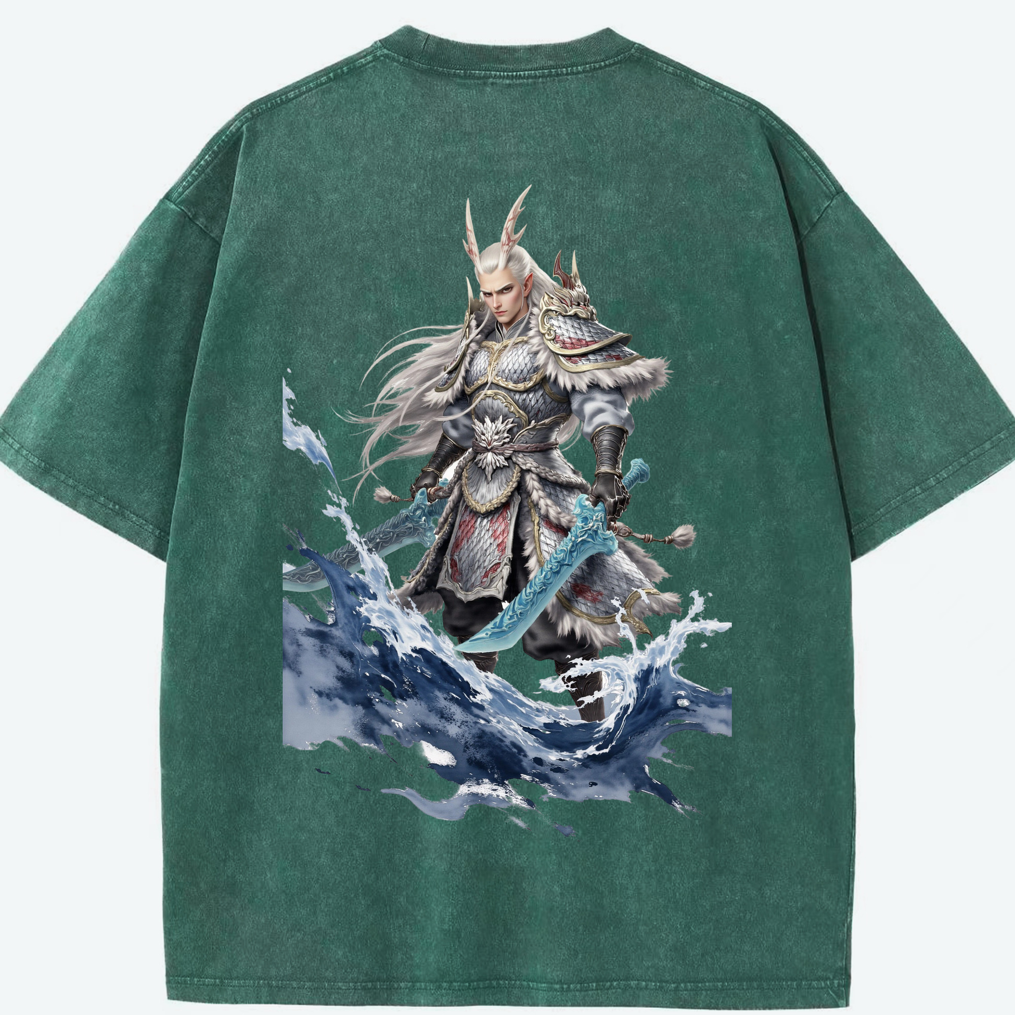 （画像用） Ne Zha 2 ナタ 魔童の大暴れ 綿100% ヴィンテージ風 半袖Tシャツ（背面プリント）